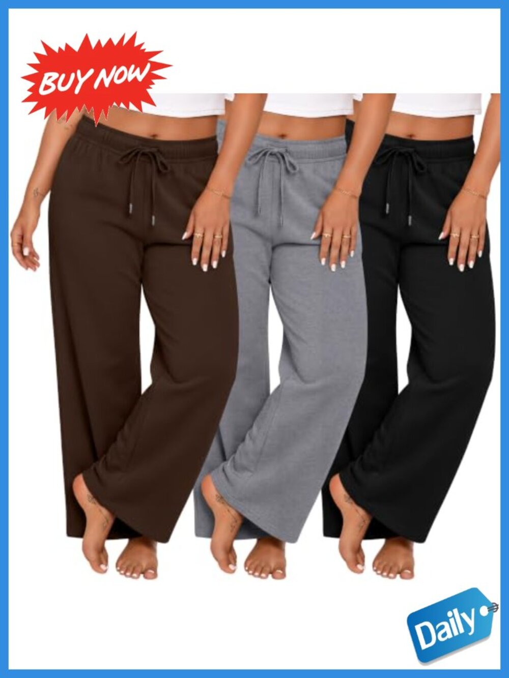 Plus Size Wide Leg Lounge Trousers Straight Leg Drawstring Pants